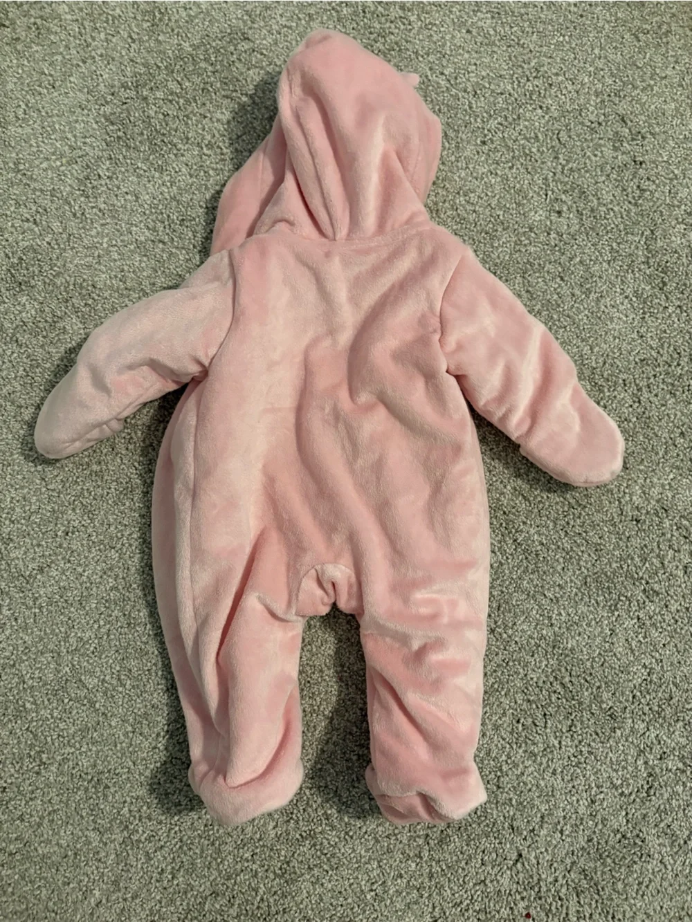 Carter's Soft Pink Plush Hooded Footed One-Piece